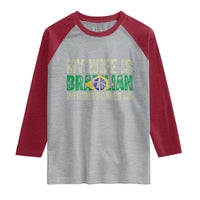My Wife is Brazilian Nothing Scares Me Raglan Shirt Funny Husband Brazil Pride Flag
