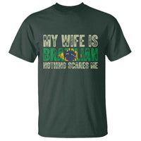 My Wife is Brazilian Nothing Scares Me T Shirt Funny Husband Brazil Pride Flag