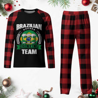 Brazil Drinking Team Plaid Pajama Set Funny Brazilian Flag Beer Party Gift