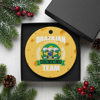 Brazil Drinking Team Ceramic Ornament Funny Brazilian Flag Beer Party Gift