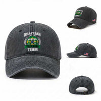 Brazil Drinking Team Washed Cotton Baseball Cap Funny Brazilian Flag Beer Party Gift