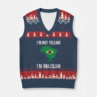 I'm Not Yelling I'm Brazilian V-Neck Knit Sweater Vest Funny Brazil Pride