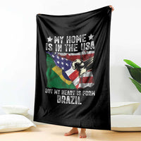 Brazilian American Patriot Heart Is From Brazil Flag Throw Blanket