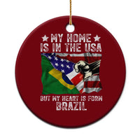 Brazilian American Patriot Heart Is From Brazil Flag Ceramic Ornament