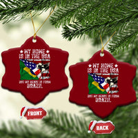 Brazilian American Patriot Heart Is From Brazil Flag Ceramic Ornament