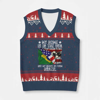 Brazilian American Patriot Heart Is From Brazil Flag V-Neck Knit Sweater Vest
