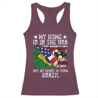 Brazilian American Patriot Heart Is From Brazil Flag Racerback Tank Top