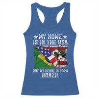 Brazilian American Patriot Heart Is From Brazil Flag Racerback Tank Top