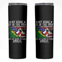 Brazilian American Patriot Heart Is From Brazil Flag Skinny Tumbler