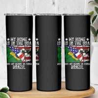 Brazilian American Patriot Heart Is From Brazil Flag Skinny Tumbler