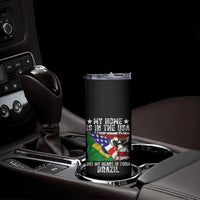 Brazilian American Patriot Heart Is From Brazil Flag Skinny Tumbler