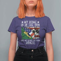 Brazilian American Patriot Heart Is From Brazil Flag T Shirt For Women
