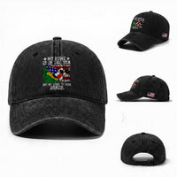 Brazilian American Patriot Heart Is From Brazil Flag Washed Cotton Baseball Cap