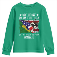 Brazilian American Patriot Heart Is From Brazil Flag Youth Sweatshirt