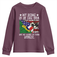 Brazilian American Patriot Heart Is From Brazil Flag Youth Sweatshirt
