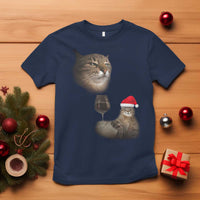 Funny Cat Christmas T Shirt Cats Drinking Wine Oddly Specific Meme - Wonder Print Shop
