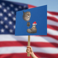 Funny Cat Christmas Protest Sign Cats Drinking Wine Oddly Specific Meme - Wonder Print Shop