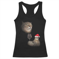 Funny Cat Christmas Racerback Tank Top Cats Drinking Wine Oddly Specific Meme - Wonder Print Shop