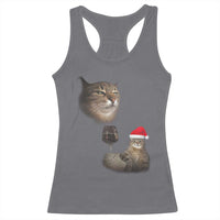 Funny Cat Christmas Racerback Tank Top Cats Drinking Wine Oddly Specific Meme - Wonder Print Shop