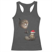 Funny Cat Christmas Racerback Tank Top Cats Drinking Wine Oddly Specific Meme - Wonder Print Shop