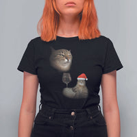 Funny Cat Christmas T Shirt For Women Cats Drinking Wine Oddly Specific Meme - Wonder Print Shop