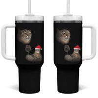 Funny Cat Christmas Tumbler With Handle Cats Drinking Wine Oddly Specific Meme - Wonder Print Shop