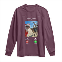 Santa Christmas Meme Long Sleeve Shirt Reindeer Video Call - Wonder Print Shop