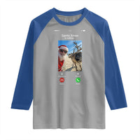 Santa Christmas Meme Raglan Shirt Reindeer Video Call - Wonder Print Shop