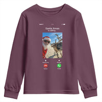 Santa Christmas Meme Youth Sweatshirt Reindeer Video Call - Wonder Print Shop