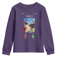 Santa Christmas Meme Youth Sweatshirt Reindeer Video Call - Wonder Print Shop
