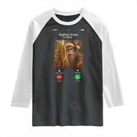 Funny Bigfoot Christmas Raglan Shirt Sasquatch Video Call Meme - Wonder Print Shop