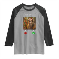 Funny Bigfoot Christmas Raglan Shirt Sasquatch Video Call Meme - Wonder Print Shop