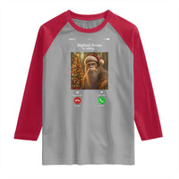 Funny Bigfoot Christmas Raglan Shirt Sasquatch Video Call Meme - Wonder Print Shop