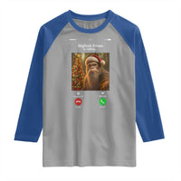 Funny Bigfoot Christmas Raglan Shirt Sasquatch Video Call Meme - Wonder Print Shop