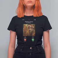 Funny Bigfoot Christmas T Shirt For Women Sasquatch Video Call Meme - Wonder Print Shop