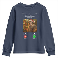 Funny Bigfoot Christmas Youth Sweatshirt Sasquatch Video Call Meme - Wonder Print Shop