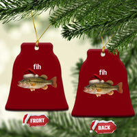 Funny Misspelled Fish Xmas Meme Ceramic Ornament - Wonder Print Shop
