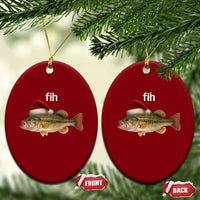Funny Misspelled Fish Xmas Meme Ceramic Ornament - Wonder Print Shop