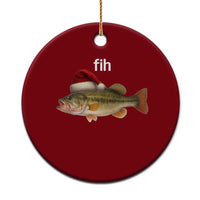 Funny Misspelled Fish Xmas Meme Ceramic Ornament - Wonder Print Shop