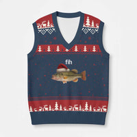 Funny Misspelled FishXmas Meme V-Neck Knit Sweater Vest - Wonder Print Shop