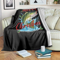 Bass Fish Christmas Throw Blanket Merry Chrisbass - Wonder Print Shop