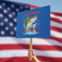 Bass Fish Christmas Protest Sign Merry Chrisbass - Wonder Print Shop