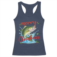Bass Fish Christmas Racerback Tank Top Merry Chrisbass - Wonder Print Shop