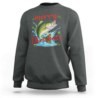 Bass Fish Christmas Sweatshirt Merry Chrisbass - Wonder Print Shop