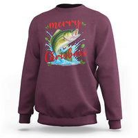 Bass Fish Christmas Sweatshirt Merry Chrisbass - Wonder Print Shop
