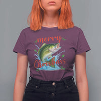 Bass Fish Christmas T Shirt For Women Merry Chrisbass - Wonder Print Shop
