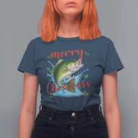 Bass Fish Christmas T Shirt For Women Merry Chrisbass - Wonder Print Shop
