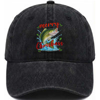 Bass Fish Christmas Washed Cotton Baseball Cap Merry Chrisbass
