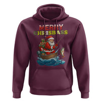 Santa Fishing Christmas Hoodie Funny Fisherman Merry Chrisbass Xmas - Wonder Print Shop