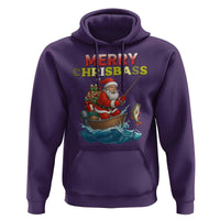 Santa Fishing Christmas Hoodie Funny Fisherman Merry Chrisbass Xmas - Wonder Print Shop